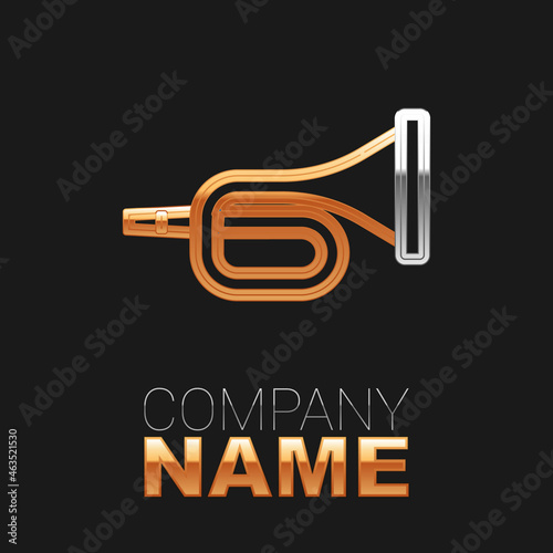 Line Musical instrument trumpet icon isolated on black background. Colorful outline concept. Vector