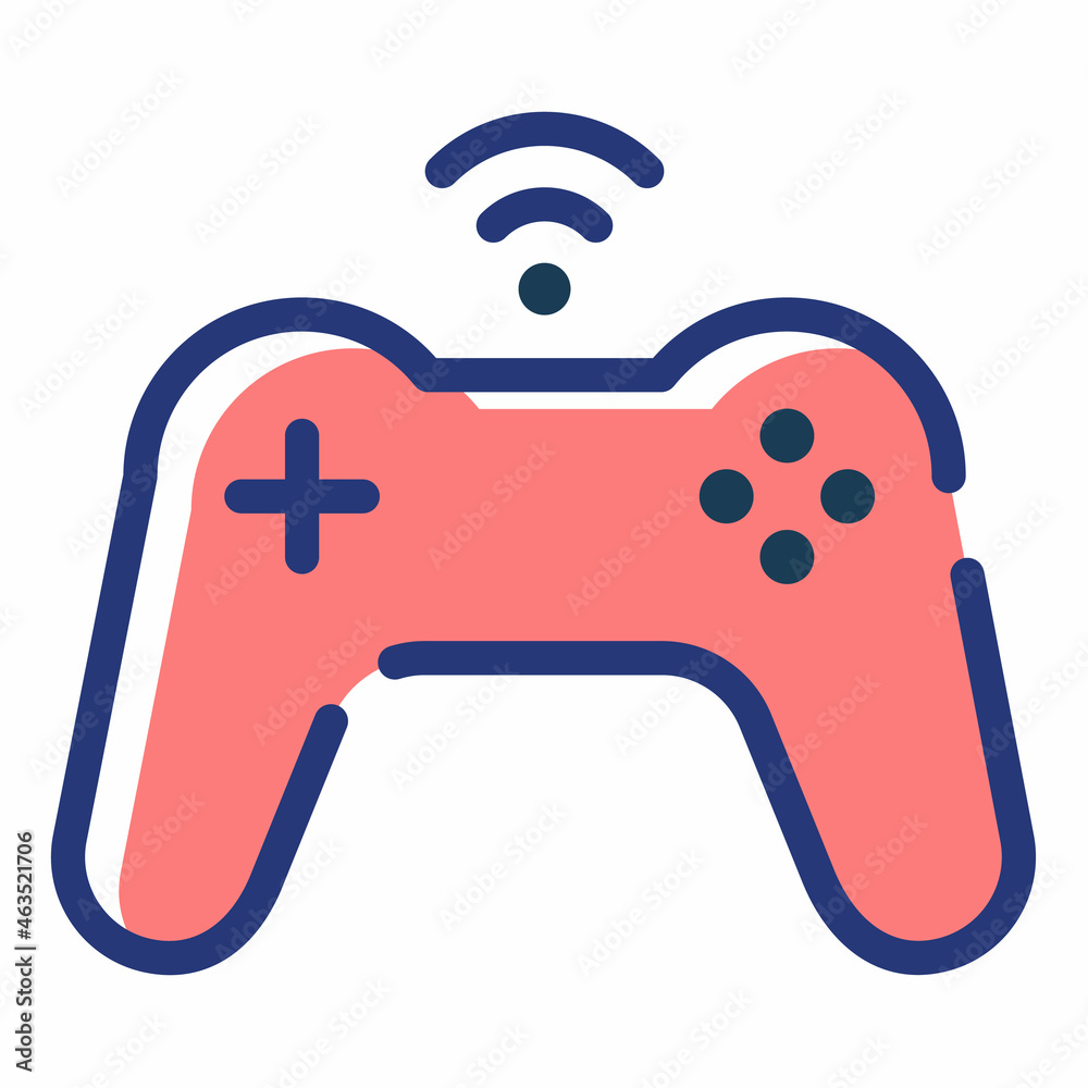 game control wireless joystick single isolated icon with dash or dashed line style