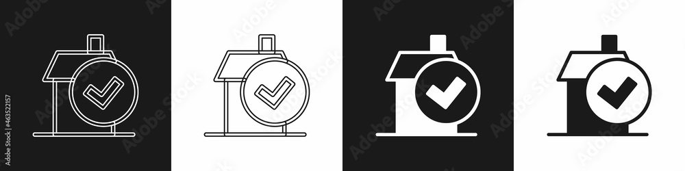 Set Home cleaning service concept icon isolated on black and white background. Building and house. Vector