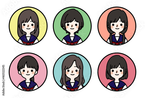 人物アイコンセット_女子高生
