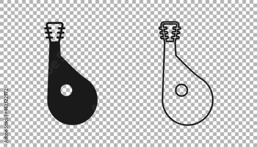 Black Ukrainian traditional musical instrument bandura icon isolated on transparent background. Vector
