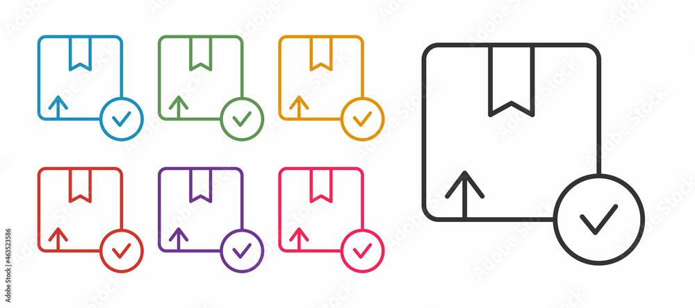 Set line Carton cardboard box icon isolated on white background. Box, package, parcel sign. Delivery and packaging. Set icons colorful. Vector Set line Carton cardboard box icon isolated on white background. Box, package, parcel sign. Delivery and packaging. Set icons colorful. Vector