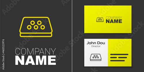 Logotype line Taxi car roof icon isolated on grey background. Logo design template element. Vector