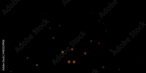 Dark Green, Red vector background with colorful stars.