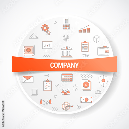 company business concept with icon concept with round or circle shape