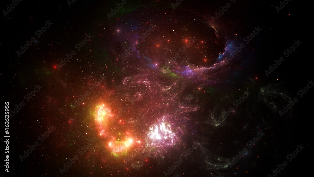 Fototapeta premium Galaxy stars planets star clusters, colored gas clouds in abstract space. Outer space. Space nebula. 3d render