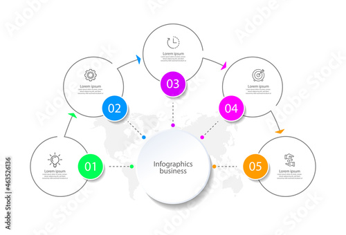 Presentation business infographic circle colorful with 5 step