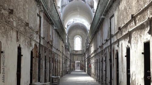 Cell block with vaulted ceiling in Eastern State Penitentiary. photo