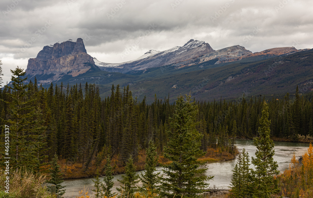 Beautiful landscape of wilderness in cloudy day in Banff, Alberta, Canadian Rockies