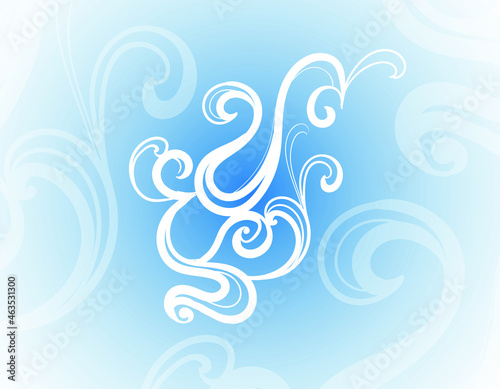White Smoke Ornament with Sky Blue Water Color Background gives a Floral and Luxurious impression. Effective Organic. Suitable for decorating book covers, wall decorations, and so on