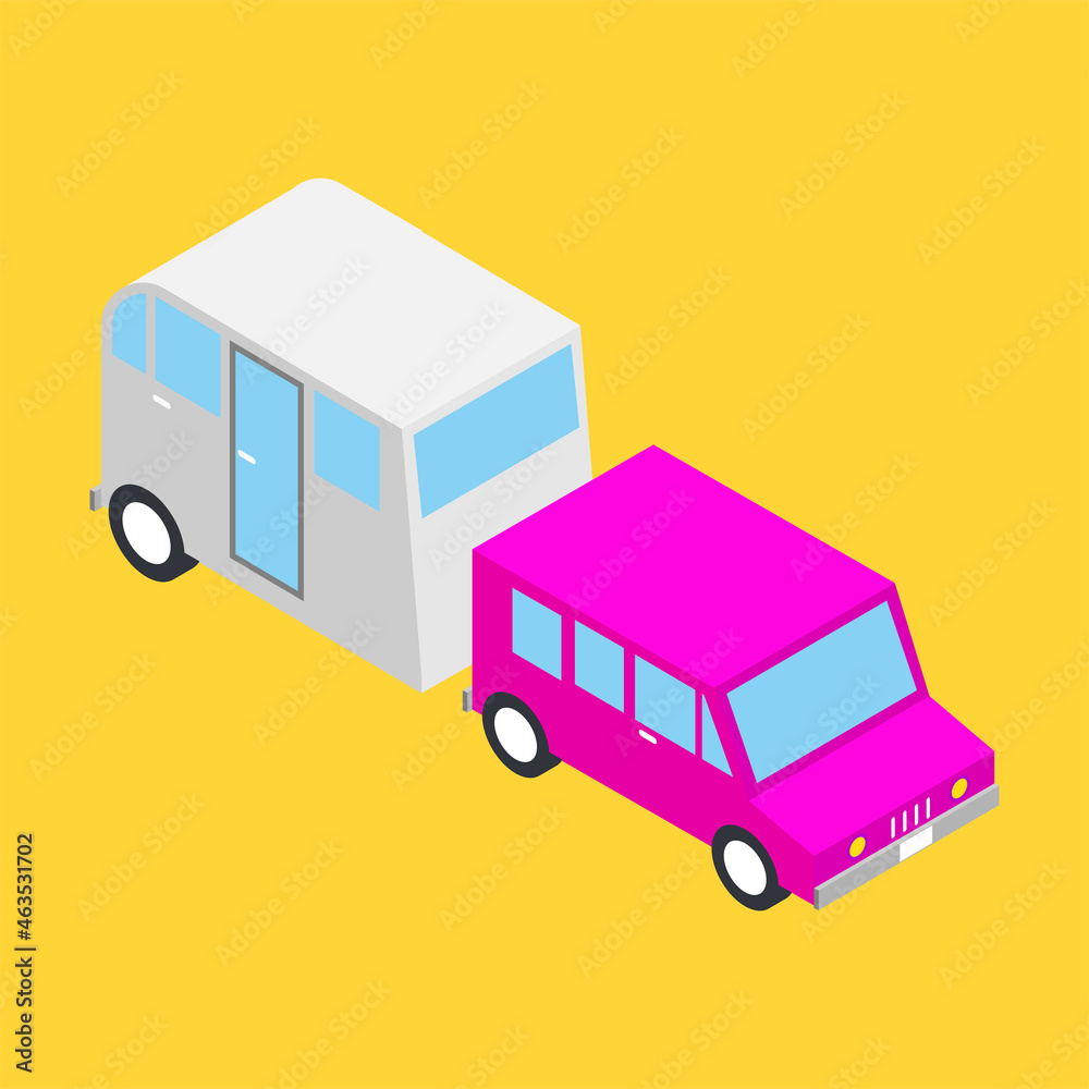 isometric concept trailer illustration vector isometric concept trailer illustration vector