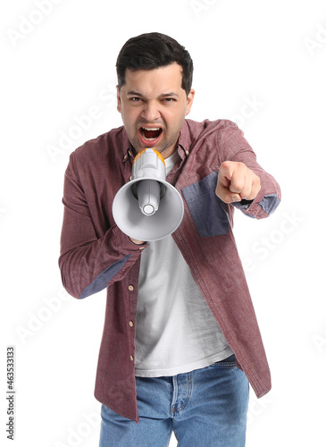 Protesting young man with m...