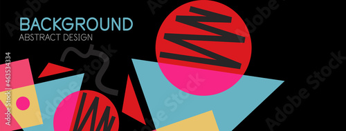 Abstract background. Blocks, lines, triangles, circles composition. Techno or business concept for wallpaper, banner, background, landing page