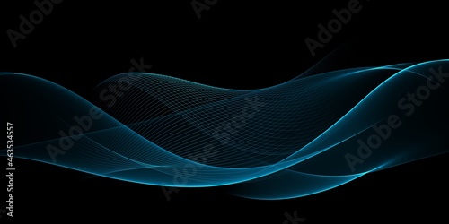 Color light blue abstract transparent gradient waves design 