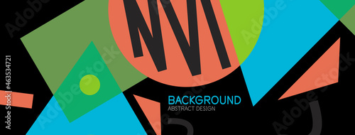 Abstract background. Blocks, lines, triangles, circles composition. Techno or business concept for wallpaper, banner, background, landing page