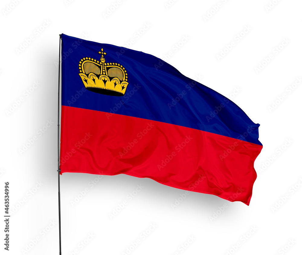 Fototapeta premium Liechtenstein flag isolated on white background. close up waving flag of Liechtenstein. flag symbols of Liechtenstein. Concept of Liechtenstein.