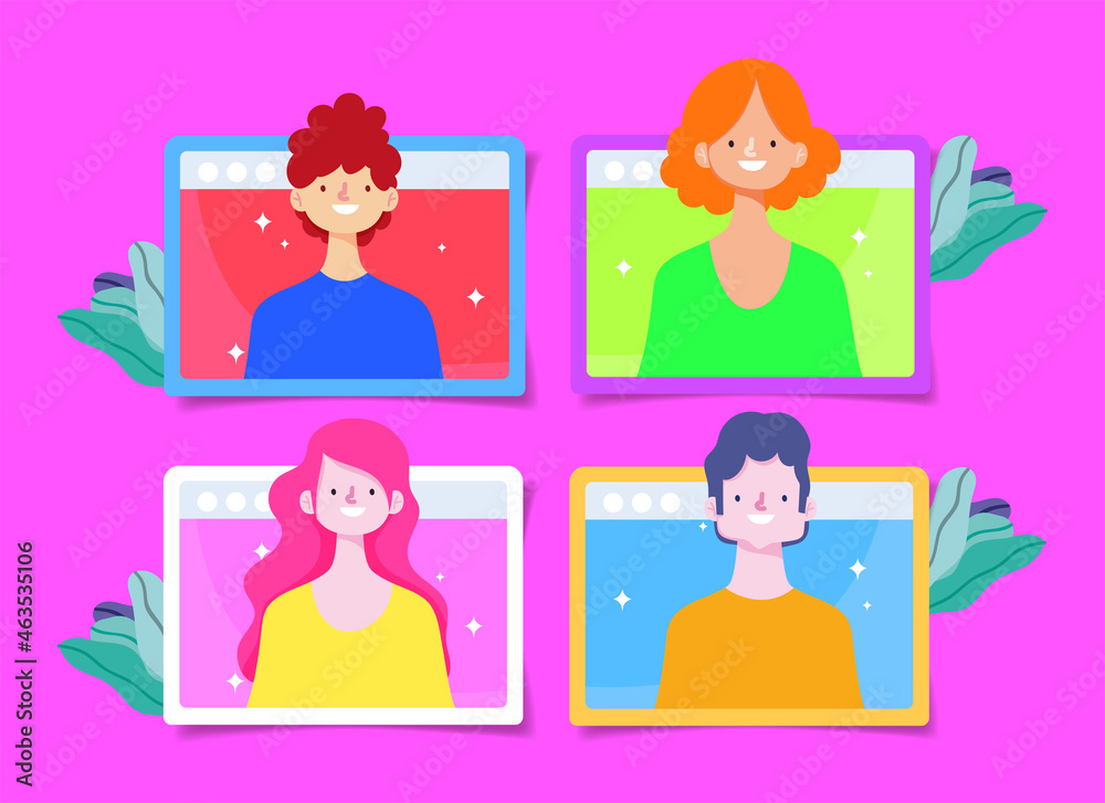Vector people inside concept screen Vector people inside concept screen