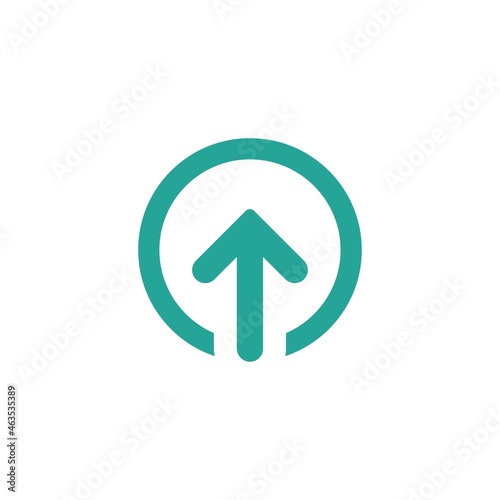 blue rounded arrow up in blue circle icon. Isolated on white.