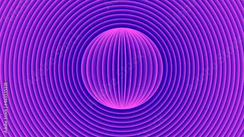 Cyberpunk futuristic background, purple-blue diverging glowing circles from the center of the futuristic ball diverging ripples psychedelic geometric pattern.