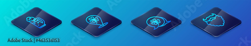 Set Isometric line Clover trefoil leaf, Glass of beer, Mustache and beard and icon. Vector