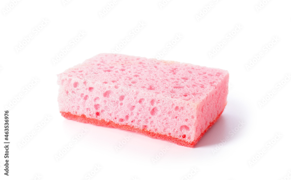 Pink cleaning sponge on white background Pink cleaning sponge on white background