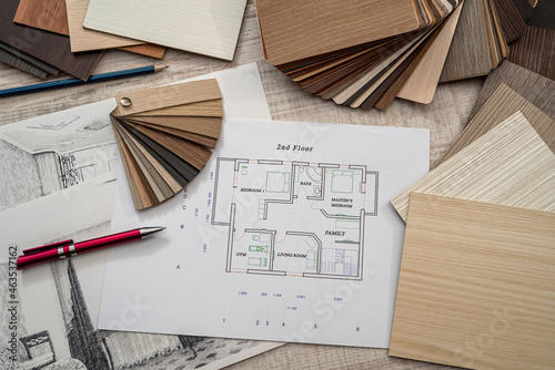 Plakat Interior architect project with pencil colour spectrum