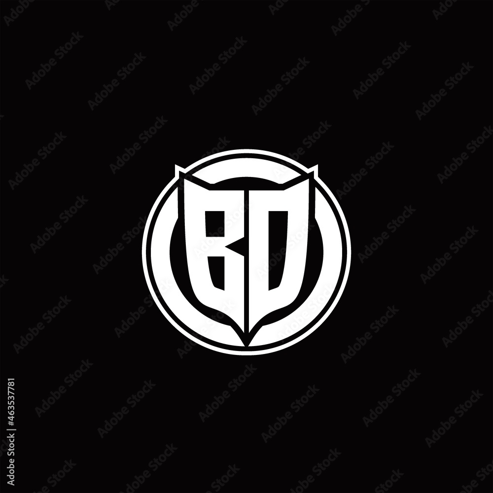 BD Logo monogram with shield and circluar shape design tamplate BD Logo monogram with shield and circluar shape design tamplate