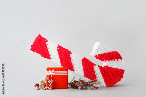 Candy cane pinata with fir ...