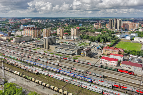 Tyumen train station. Aerial view. Russia