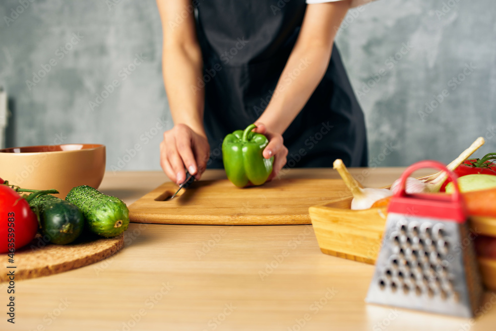 Cook woman Cooking healthy eating salad diet