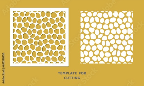 Template for laser cutting, wood carving, paper cut. Square pattern for cutting. Mosaic decorative panel vector stencil.