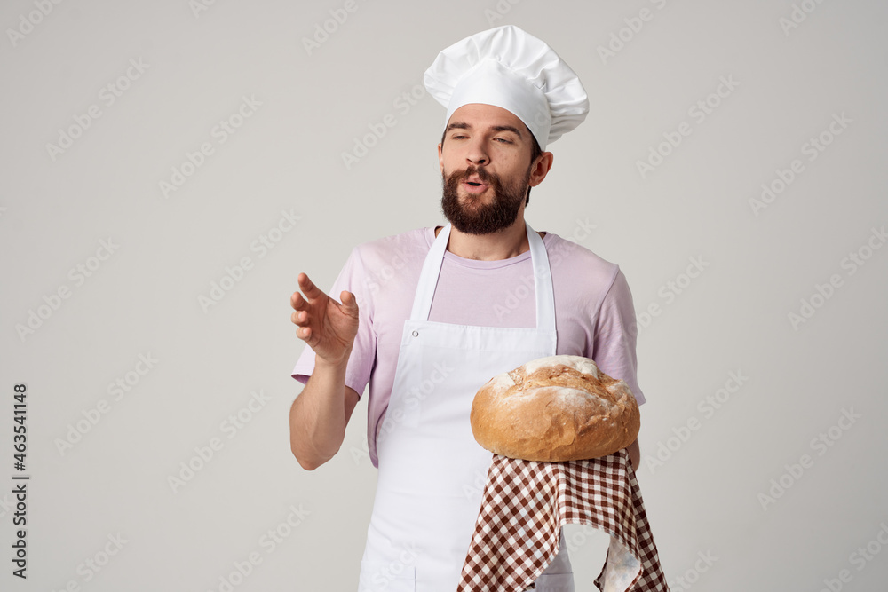 male chef fresh bread cooking restaurant