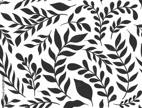 Fotótapéta Seamless pattern silhouette plant branch