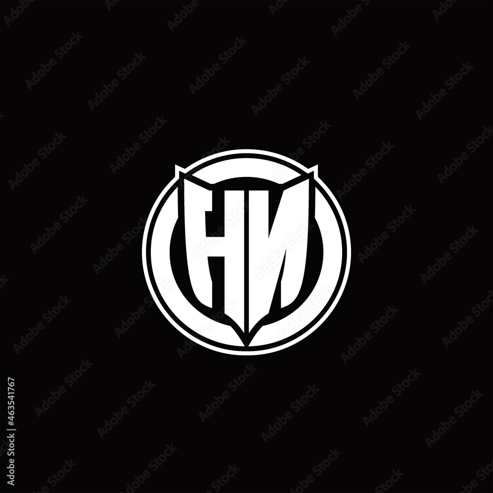HN Logo monogram with shield and circluar shape design tamplate HN Logo monogram with shield and circluar shape design tamplate