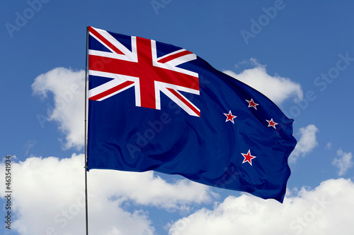 Fotografie New Zealand flag isolated on the blue sky background