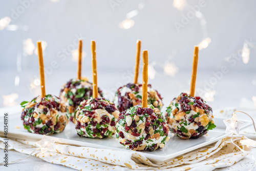 Canvastavla Christmas cheese ball appetizers with cranberries