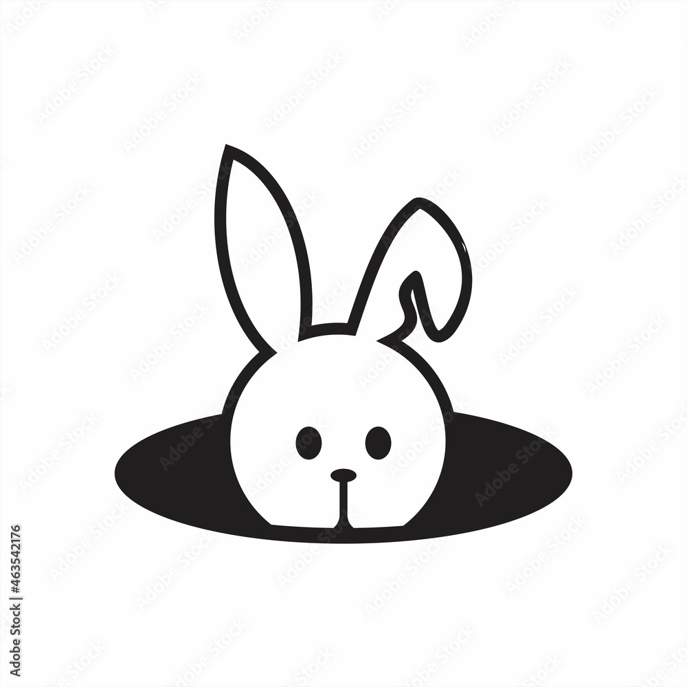Obraz premium Cute Cartoon Rabbit in Hole Stock Vector