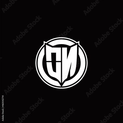 ON Logo monogram with shield and circluar shape design tamplate