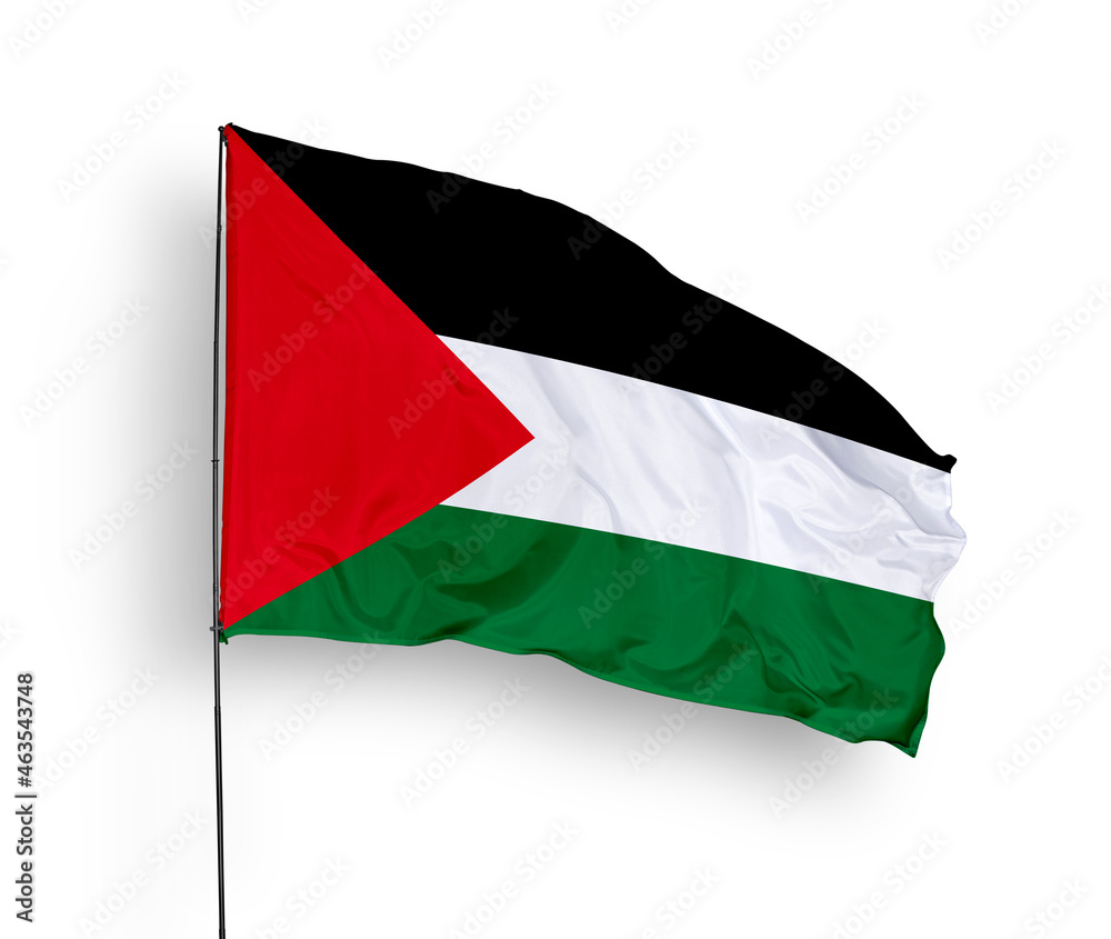 Palestine Flag Isolated On White Background Close Up Waving Flag Of palestine-flag-isolated-on-white-background-close-up-waving-flag-of