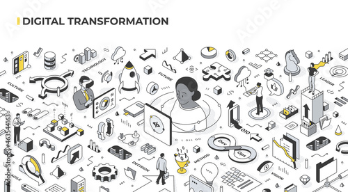 Digital Transformation Isometric Illustration
