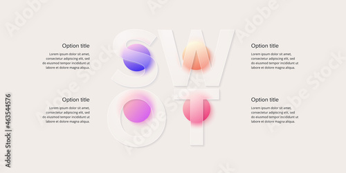 SWOT analysis infographic. Circular corporate strategic planning graphic elements. Company presentation slide template. Vector info graphic design.