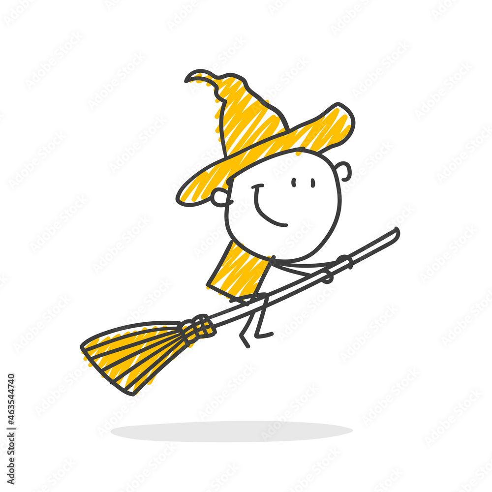 Naklejka premium Strichfiguren / Strichmännchen: Hexe. (Nr. 680)