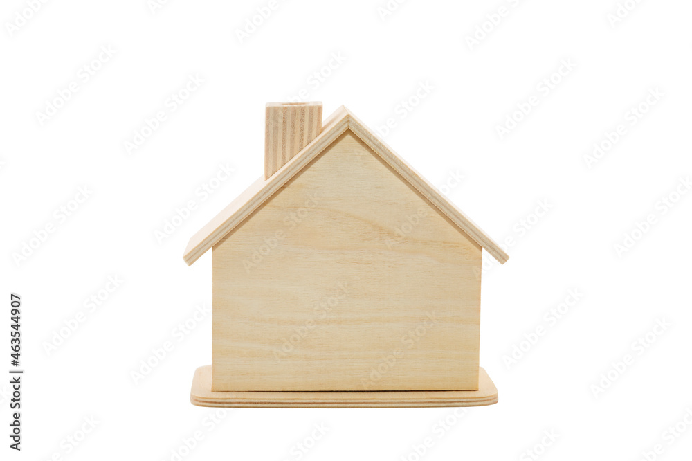 Wooden house shape isolated on white background with clipping path Wooden house shape isolated on white background with clipping path