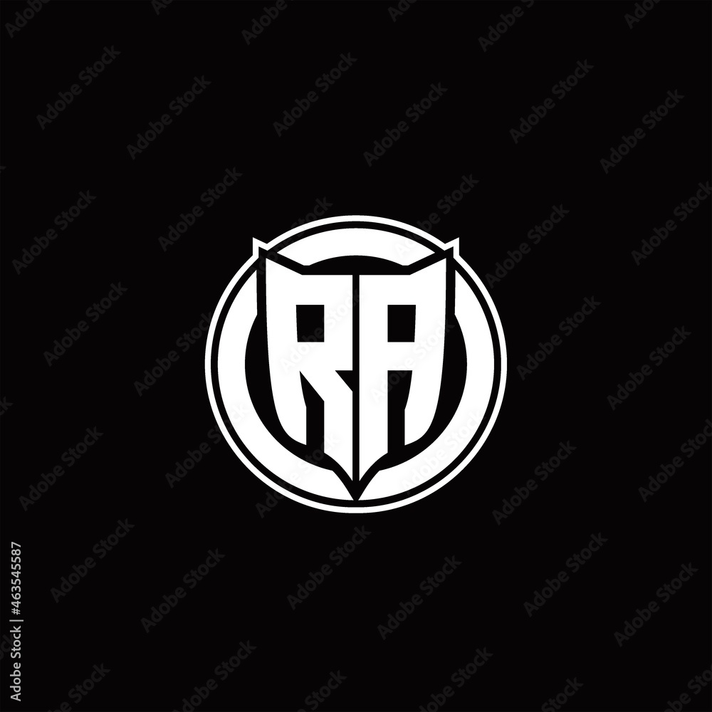 RA Logo monogram with shield and circluar shape design tamplate RA Logo monogram with shield and circluar shape design tamplate