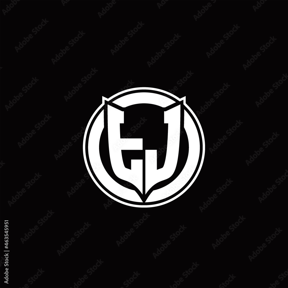 TJ Logo monogram with shield and circluar shape design tamplate TJ Logo monogram with shield and circluar shape design tamplate