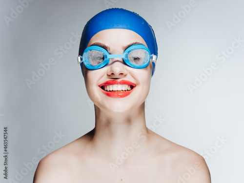 woman swimming caps side view close-up sport