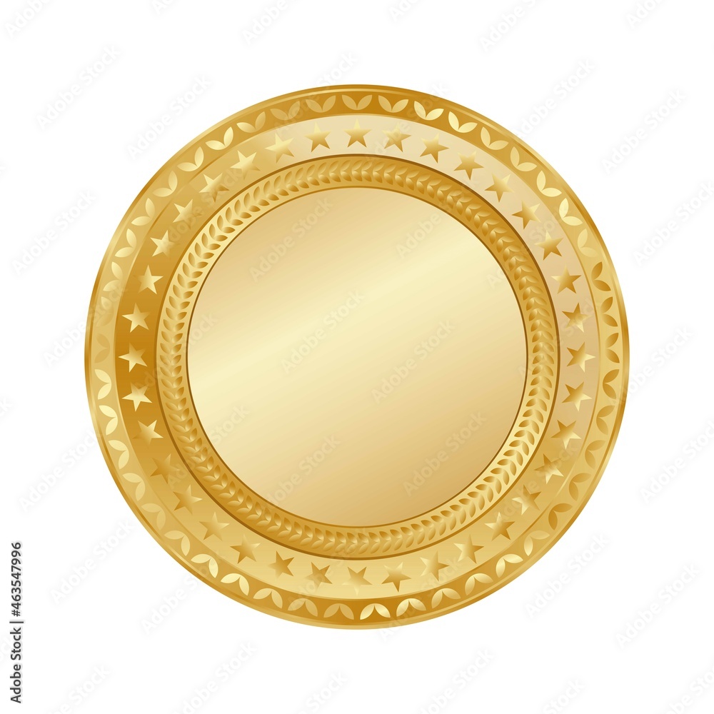 Perfect of realistic gold coin isolated on white background