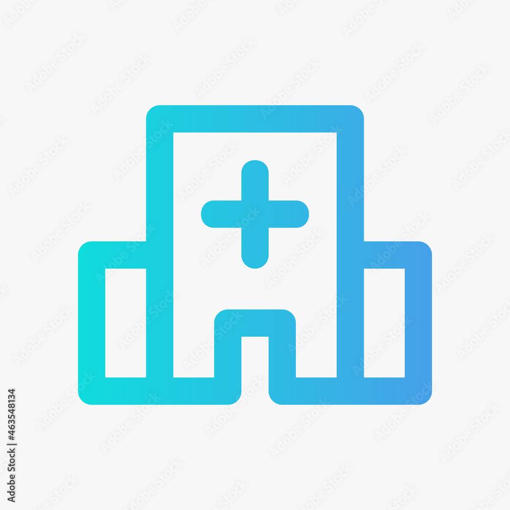 Hospital icon vector illustration in gradient style about medical, use for website mobile app presentation Hospital icon vector illustration in gradient style about medical, use for website mobile app presentation