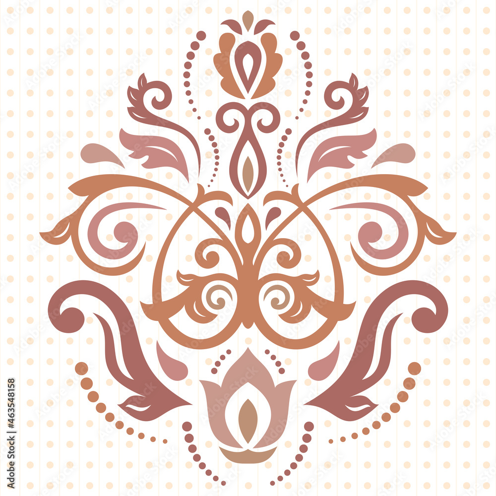 Oriental pattern with arabesques and floral elements. Traditional classic ornament. Vintage pattern with arabesques
