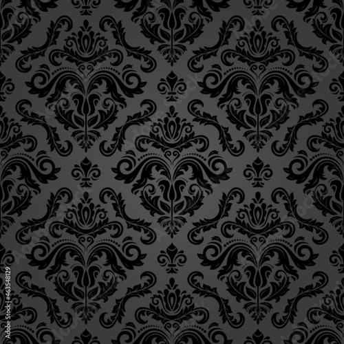 Classic seamless pattern. Damask orient dark ornament. Classic vintage background. Orient black ornament for fabric, wallpaper and packaging